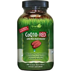 Irwin Naturals CoQ10-RED with Nitric Oxide Booster & MCTs - Advanced Heart Health Formula Supports Healthy Blood Flow & Energy Production - High Absorption Antioxidant Protection - 60 Liquid Softgels