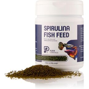 Plecoceramics Spirulina Granules Slow Sinking Fish Food for Betta, Tetra, Shrimps, Plecos - Mini Granulas for Fish Tank (Small (40g))