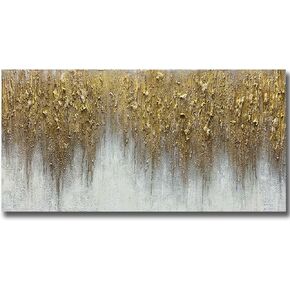 Tiancheng Art,100% Hand-Painted Oil Painting 24x48 inches Golden Wall Art Pieces Framed Canvas Paintings Contemporary Artwork for Home Decor Kitchen Office