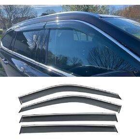 VESUL Compatible with 2020-2024 Toyota Highlander L LE XLE XSE Limited Platinum Hybrid Tape/Clip on Window Wind Deflector Rain Guard Vent Visor Sun Shade with Stainless Steel Trim…