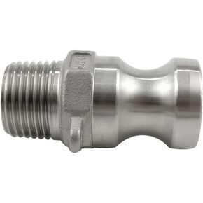 Universal Type F Cam and Groove Hose Pipe Fitting, Male Camlock to 1/2" Male NPT Connection SS304 Stainless Steel (1/2")