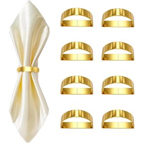 8 Pcs Gold Napkin Rings-Stainless Steel Napkin Rings,Metal Napkin Ring for Table Settings Wedding Christmas Party Dinner Table(Semicircle)