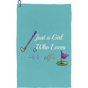 Golf Towels for Golf Bags Women,Golf Gifts for Women，Just A Girl Who Loves Golf Golf Towels，Golf Towels with Clip 16x24