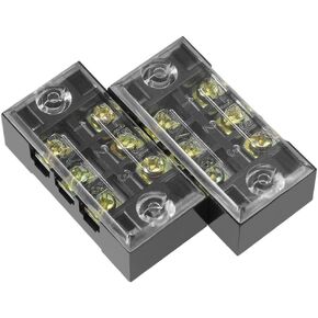 uxcell 2 Pcs Dual Rows 3 Positions 600V 15A Cable Barrier Block Terminal Strip TB-1503L