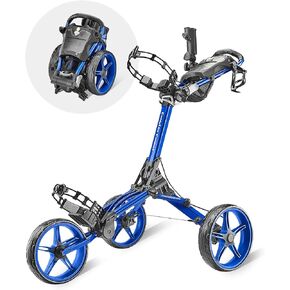 عربة دفع الجولف Caddytek CaddyLite المدمجة شبه الأوتوماتيكية القابلة للطي والفتح، باللون الأزرق