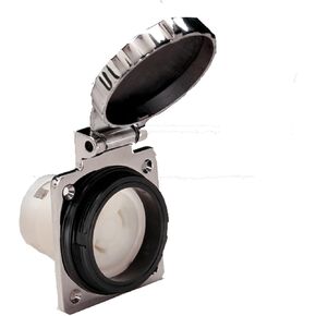 Marinco 301EL-B.FR Inlet, 30A 125V, Square, Rear Enclosure With Hole, White