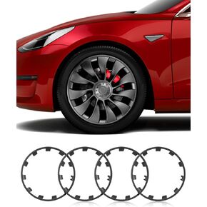 واقي حافة العجلة الكل في واحد من EVOOOR Tesla Model Y لعجلة Uberturbine موديل Y مقاس 21 بوصة - شرائط للوقاية من الطفح الجلدي - مجموعة من 4 واقيات حافة سهلة التركيب (البارود، 21 بوصة)