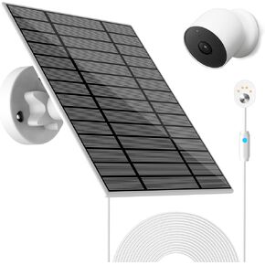 6W Solar Panel Compatible with Google Nest Camera Outdoor & Indoor (Battery Version), Solar Power Charger for Google Nest Cam with Indicator Light,13ft Cable IP66 Weatherproof Solar Panel