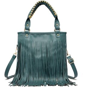 Fashion Messenger Purse Tassels Hippie Cross-body Purse Rivets Fringed Shoulder Handbag Casual Hobo Bags for Women