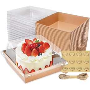 50pack Bakery Boxes with Clear Lids,Small Dessert Boxes To Go-5Inch Kraft Bakery Boxes,Square Cake Box for Sandwich,Cookie,Hamburger,Cake Slice,Strawberries