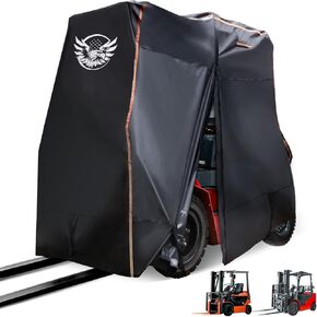 Forklift Cover Waterproof, Forklift Storage Cover Side Zippered with Vent & Reflective Strips for Rain UV, Heavy Duty 420D Oxford-Fabric Forklift Cover Accessories Fits Forklifts Up to 6000 Lb