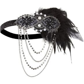 Vijiv Gold Inspired 1920s Flapper Headband Accessories Gatsby Style 20s Headpiece in Saudi Arabia