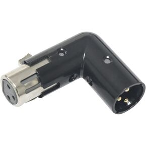 3-Pin XLR 90 Degree Adapter, Adjustable Male to Female Right Angle XLR Adapter for DMX Cable Black
