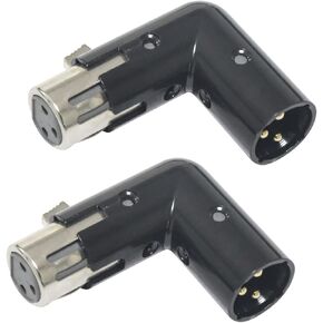 3-Pin XLR 90 Degree Adapter, Adjustable Male to Female Right Angle XLR Adapter for DMX Cable Black