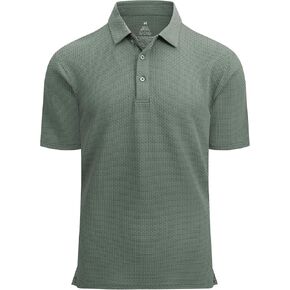 Alex Vando Mens Bubble Jacquard Polo Shirt Super Stretch Short Sleeve Polo Shirts for Men
