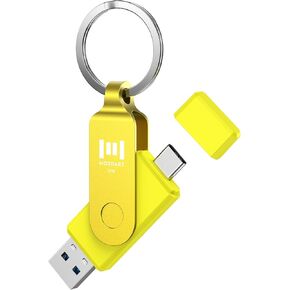 MOSDART 1TB Fast USB C Dual Flash Drive with Keychain - 2 in 1 OTG USB 3.1 Type-C Thumb Drive Memory Stick for USB-C Android Phones, iPhone 15, MacBook, iPad, Computers and More, Yellow