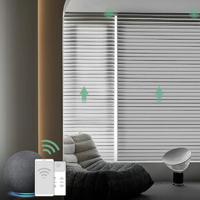 Yoolax Motorized Shangri-la Shades Work with Alexa Google, Motorized Blinds with Remote Control Light Filtering Shangri-la Blinds for Windows Smart Shades, Fabric Sample (Multicolor)
