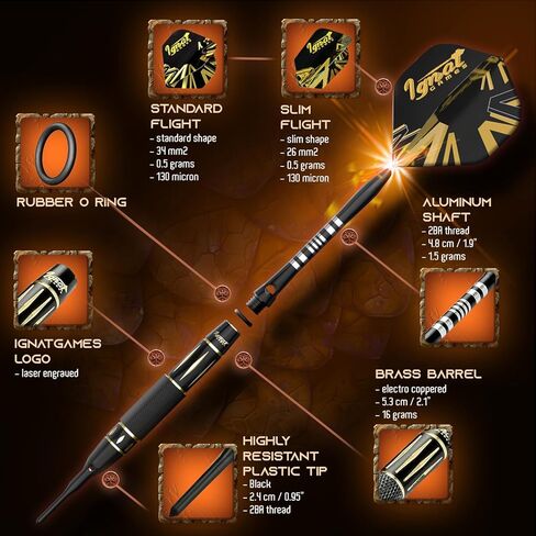 مجموعات رؤوس بلاستيكية لرمي السهام من IgnatGames - أسهم ذات أطراف ناعمة للوحة رمي السهام الإلكترونية - مجموعة سهام ذات أطراف بلاستيكية مع أعمدة من الألومنيوم، وحلقات، و100 طرف للسهام و16 رحلة + مفتاح ربط السهام + حقيبة مبتكرة in Kuwait