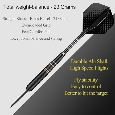 Steel Tip Darts Set for Dartboard, Professional Brass Darts Metal Tip Black Purple Aluminium Nylon Shafts 9 Flights 50 Rubber O-Rings 12 Spring Rings 1 Dart Sharpener Tool 24/27 Grams in Saudi Arabia