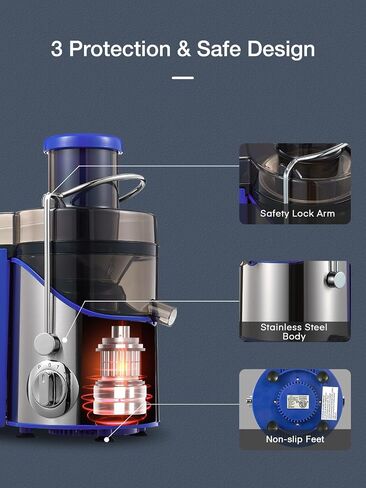 Juicer Machines, Juilist 3" Wide Mouth, Max 800W, 3-Speed 400W Easy-Clean | Max power 800W in Saudi Arabia