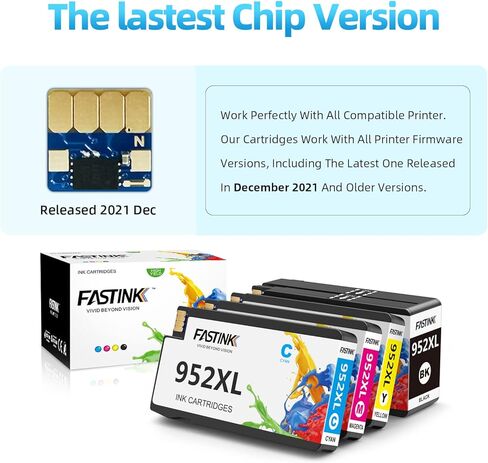 خراطيش حبر 952XL، مع استبدال رقاقة محدثة لمجموعة خراطيش الحبر HP 952XL التي تعمل مع خراطيش حبر الطابعات HP OfficeJet Pro 8710 7740 8210 8715 8720 8702 8725، 4 عبوات in Kuwait