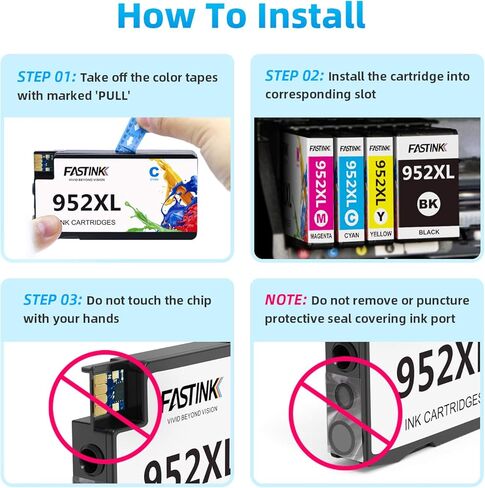 خراطيش حبر 952XL، مع استبدال رقاقة محدثة لمجموعة خراطيش الحبر HP 952XL التي تعمل مع خراطيش حبر الطابعات HP OfficeJet Pro 8710 7740 8210 8715 8720 8702 8725، 4 عبوات in Kuwait