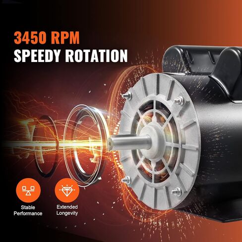 VEVOR 5HP Air Compressor Motor, 230V 22 Amps Electric Motor, 3450RPM 56HZ Frame, 7/8" Keyed Shaft, 2.25" Shaft Length for Air Compressors, CW/CCW Rotation in Saudi Arabia