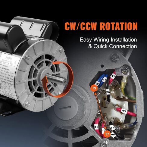 VEVOR 5HP Air Compressor Motor, 230V 22 Amps Electric Motor, 3450RPM 56HZ Frame, 7/8" Keyed Shaft, 2.25" Shaft Length for Air Compressors, CW/CCW Rotation in Saudi Arabia