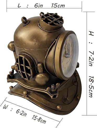 YCHTEWY-خوذة غوص معدنية على شكل ساعة مكتب ديكور منزلي إبداعي تعمل بالبطارية، للمكتب، الفندق، البار، المطعم in Kuwait