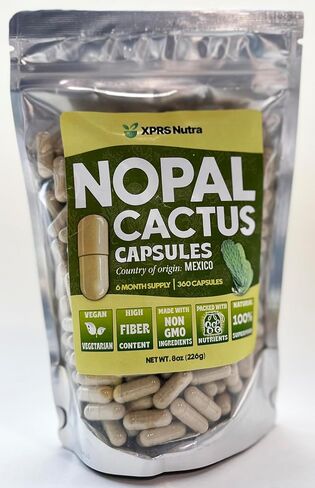 كبسولات الصبار نوترا نوبال من XPRS - مكمل التين الشوكي مسحوق نوبال من المكسيك - غني بالألياف الغذائية والكالسيوم وفيتامين C - غذاء نوبال الفائق للهضم - 180 قطعة in Kuwait
