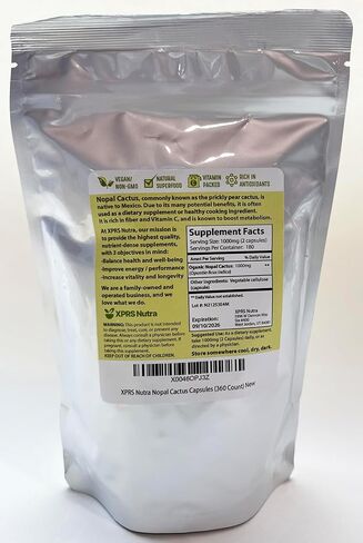 كبسولات الصبار نوترا نوبال من XPRS - مكمل التين الشوكي مسحوق نوبال من المكسيك - غني بالألياف الغذائية والكالسيوم وفيتامين C - غذاء نوبال الفائق للهضم - 180 قطعة in Kuwait
