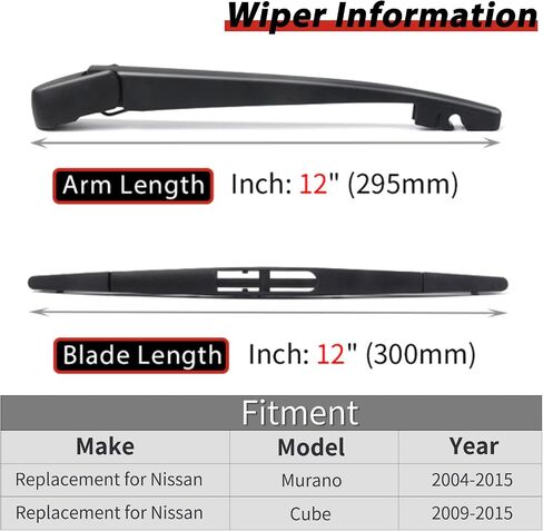 OTUAYAUTO Rear Windshield Back Wiper Arm Blade Set - Replacement for 2008-2013 Nissan Rogue, 2011-2016 Nissan Juke, 2008-2013 Nissan Qashqai, OE:28780-JM00A in Saudi Arabia