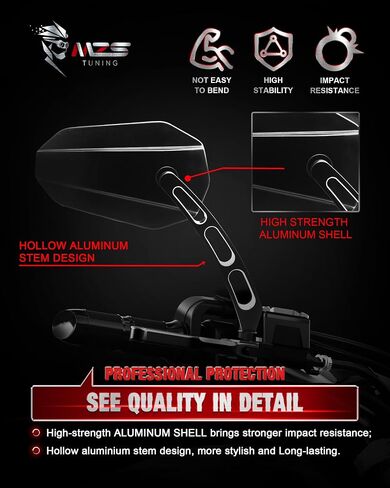 MZS Motorcycle Mirrors Black, M8 Motorbike Rear View Mirror Side Accessories Hollow Rod Arrow Compatible with Sportster Road King Street Glide Electra Dyna Softail Ultra Vrod in Saudi Arabia