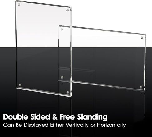 JUXYES Clear Acrylic Business License Frame Magnetic License Certificate Display Frame, Acrylic Sandwich Frames Frameless Panoramic Picture Frame Tabletop Magnetic Frames for Business License, 4x10 in Kuwait