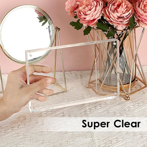 JUXYES Clear Acrylic Business License Frame Magnetic License Certificate Display Frame, Acrylic Sandwich Frames Frameless Panoramic Picture Frame Tabletop Magnetic Frames for Business License, 4x10 in Kuwait