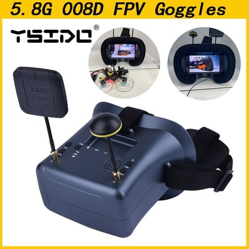RC Drone Goggles,008D 5.8G 40CH 4.3 Inch 800 * 480 Video Headset HD DVR Diversity FPV Goggles With Battery For EV800D RC Model RC FPV Drone in Saudi Arabia