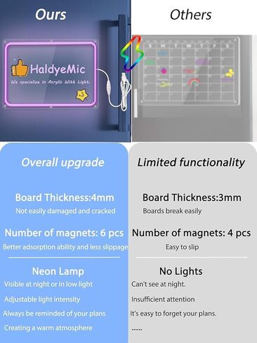 Monthlyand Weekly Magnetic Acrylic Calendar with LED Light Weekly Calendar in Kuwait