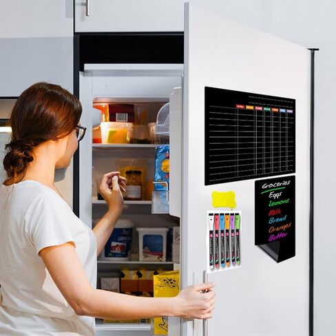 Magnetic Calendar for Fridge, 3 Pcs Dry Erase Board of Monthly & Weekly Refrigerator Reusable Planner Board, Includes 6 Markers, Magnetic Pen Holder, Eraser and Fridge Stickers in Kuwait