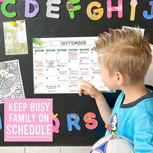 Magnetic Calendar for Fridge, 3 Pcs Dry Erase Board of Monthly & Weekly Refrigerator Reusable Planner Board, Includes 6 Markers, Magnetic Pen Holder, Eraser and Fridge Stickers in Kuwait