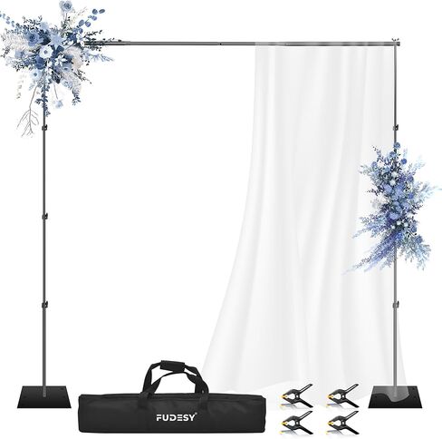 FUDESY Heavy Duty Backdrop Stand, 8.5x10ft Adjustable Photo Background Stand Support System Kit with Steel Base, Pipe and Drape Photography Backdrop Stand Kit for Parties Wedding Birthday in Kuwait