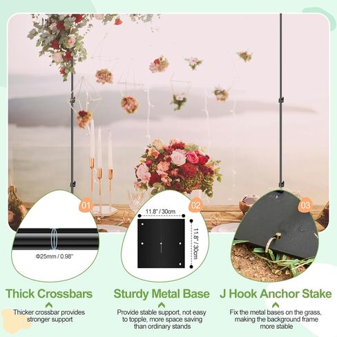 FUDESY Heavy Duty Backdrop Stand, 8.5x10ft Adjustable Photo Background Stand Support System Kit with Steel Base, Pipe and Drape Photography Backdrop Stand Kit for Parties Wedding Birthday in Kuwait