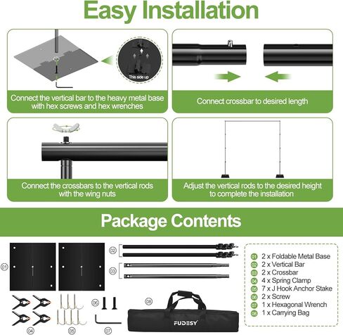 FUDESY Heavy Duty Backdrop Stand, 8.5x10ft Adjustable Photo Background Stand Support System Kit with Steel Base, Pipe and Drape Photography Backdrop Stand Kit for Parties Wedding Birthday in Kuwait
