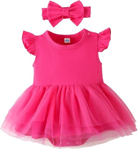 Magic Park 0-18M Infant Bodysuit Tutu Dress Baby Girl Romper Dress Toddler Solid Color Tulle Skirt Baptism Holidays Outfits in Saudi Arabia