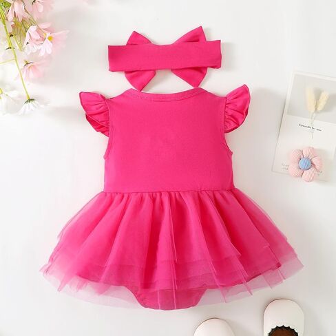 Magic Park 0-18M Infant Bodysuit Tutu Dress Baby Girl Romper Dress Toddler Solid Color Tulle Skirt Baptism Holidays Outfits in Saudi Arabia