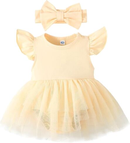 Magic Park 0-18M Infant Bodysuit Tutu Dress Baby Girl Romper Dress Toddler Solid Color Tulle Skirt Baptism Holidays Outfits in Saudi Arabia