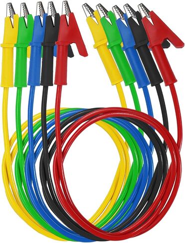 5PCS Alligator Clips Test Leads Dual Ended Crocodile Wire Cable with Insulators Clips Test Flexible Copper Cable for Electrical Testing 3.3ft/1m in Saudi Arabia