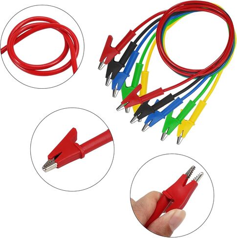 5PCS Alligator Clips Test Leads Dual Ended Crocodile Wire Cable with Insulators Clips Test Flexible Copper Cable for Electrical Testing 3.3ft/1m in Saudi Arabia