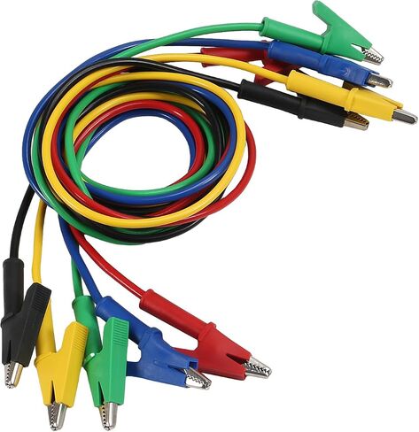 5PCS Alligator Clips Test Leads Dual Ended Crocodile Wire Cable with Insulators Clips Test Flexible Copper Cable for Electrical Testing 3.3ft/1m in Saudi Arabia