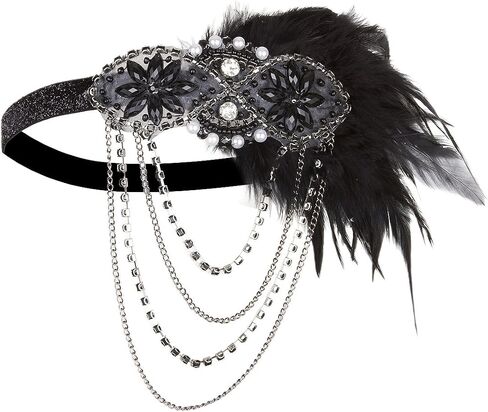 Vijiv Gold Inspired 1920s Flapper Headband Accessories Gatsby Style 20s Headpiece in Saudi Arabia