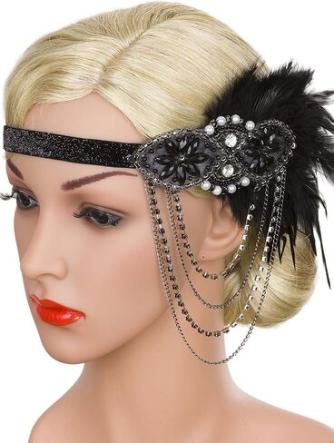 Vijiv Gold Inspired 1920s Flapper Headband Accessories Gatsby Style 20s Headpiece in Saudi Arabia